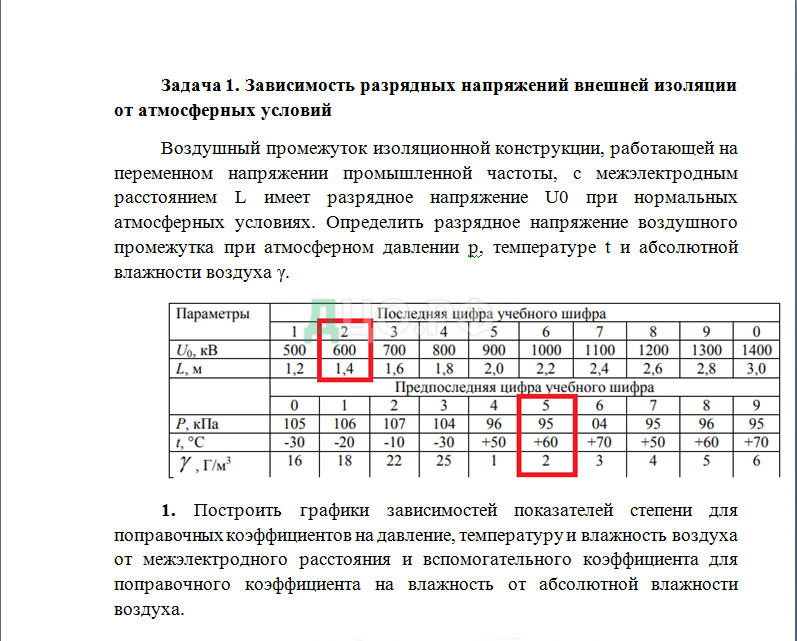 Контрольная работа: Техника высоких напряжений